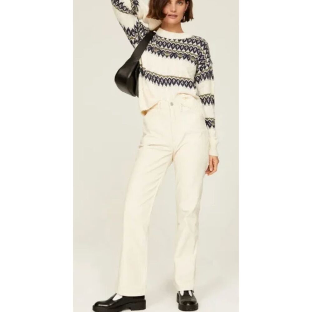 RE/DONE Corduroy 70 Originals Straight leg Pants Vintage Ivory Size 27
